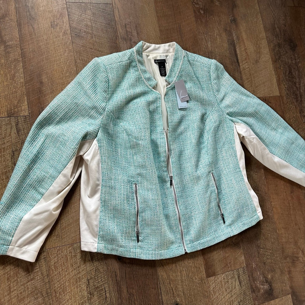 Women's Lane Bryant Teal & White Blazer Jacket Plus Size 28